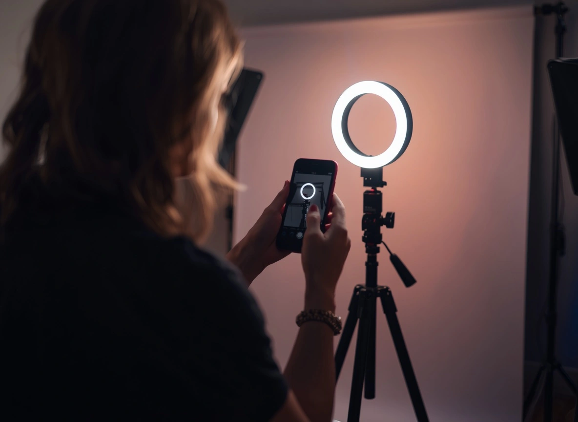 Content creator filming short form video for social media growth strategy