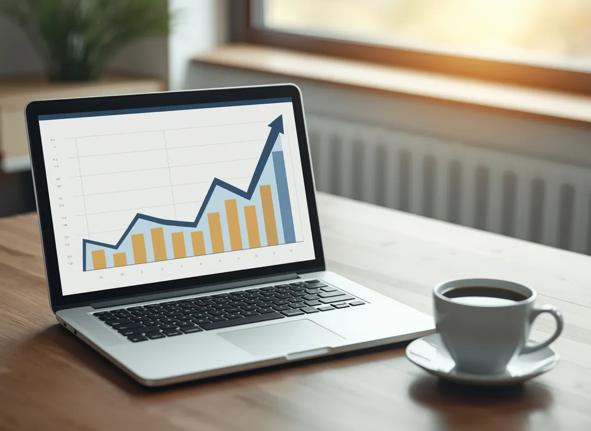 Growth chart rising above laptop representing organic reach improvement