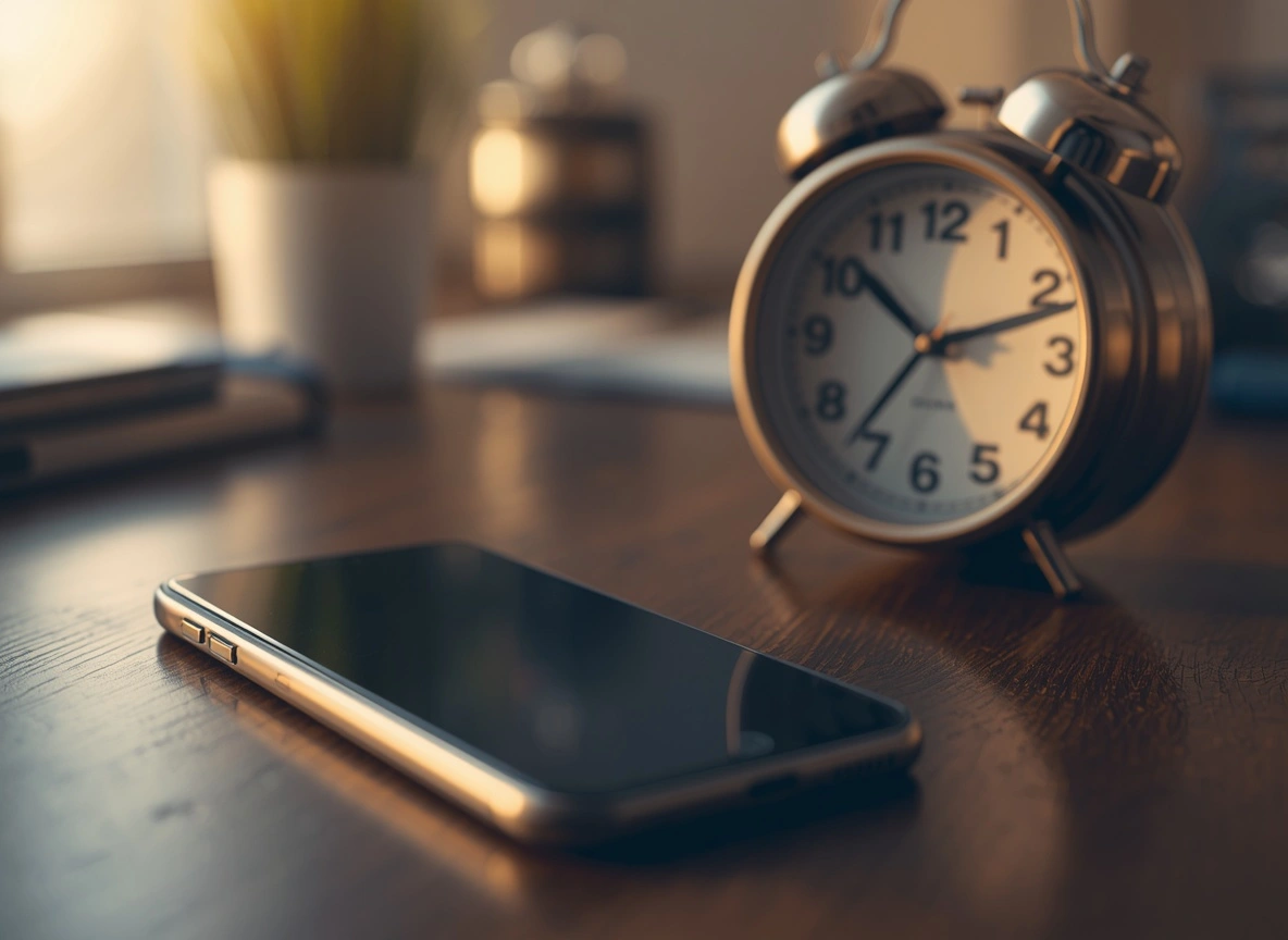Clock beside phone counting down the first hour after posting on Instagram