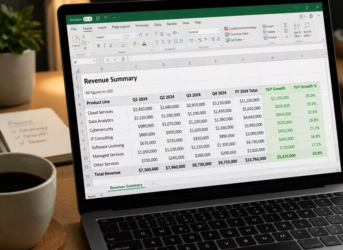Spreadsheet showing social media revenue tracking for ROI reporting
